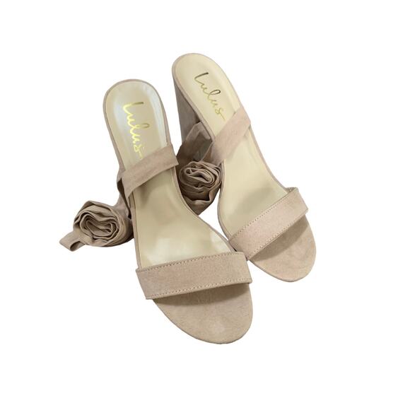 Lulus Alta Light Nude Suede Lace-Up Heel 4 inches Women's Size 11 - Picture 2 of 11